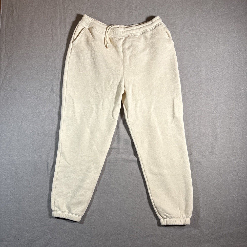 Beyond Yoga WFH Sweatpants Womens Large Ivory Cuffed Cozy Athleisure Pull On